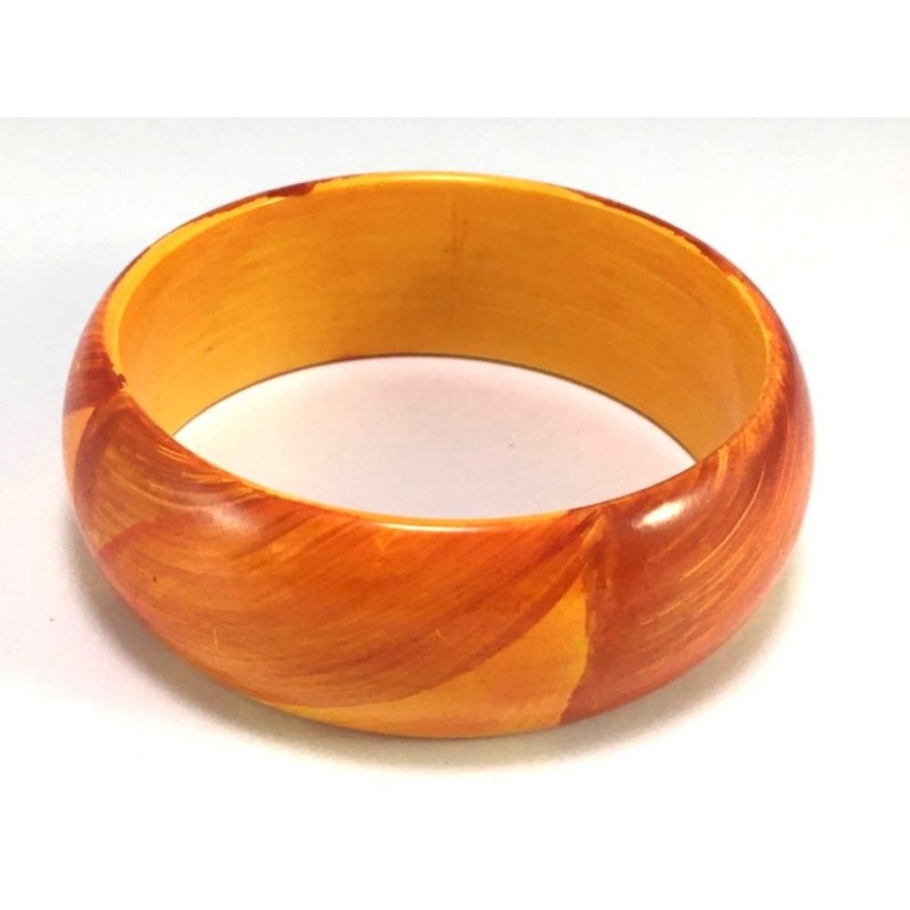 Hand Painted Chunky Orange Bangle Bracelet